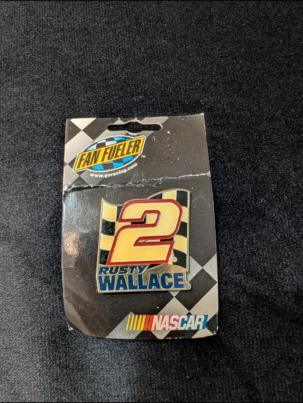 Vintage Collectable Rusty Wallace #2 Enamel Racing Pin - Yellow, Red, Black